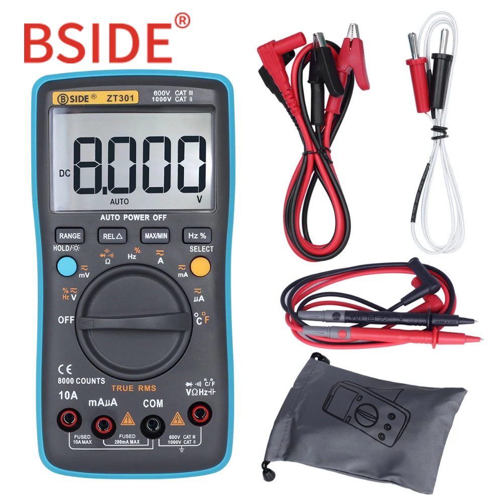 comprar BSIDE ZT301 ZT302 RMS Verdadeiro Multímetro Digital 8000 9999 Counts Multifuncional AC DC Tensão Temperatura Capacitância Tester DMM