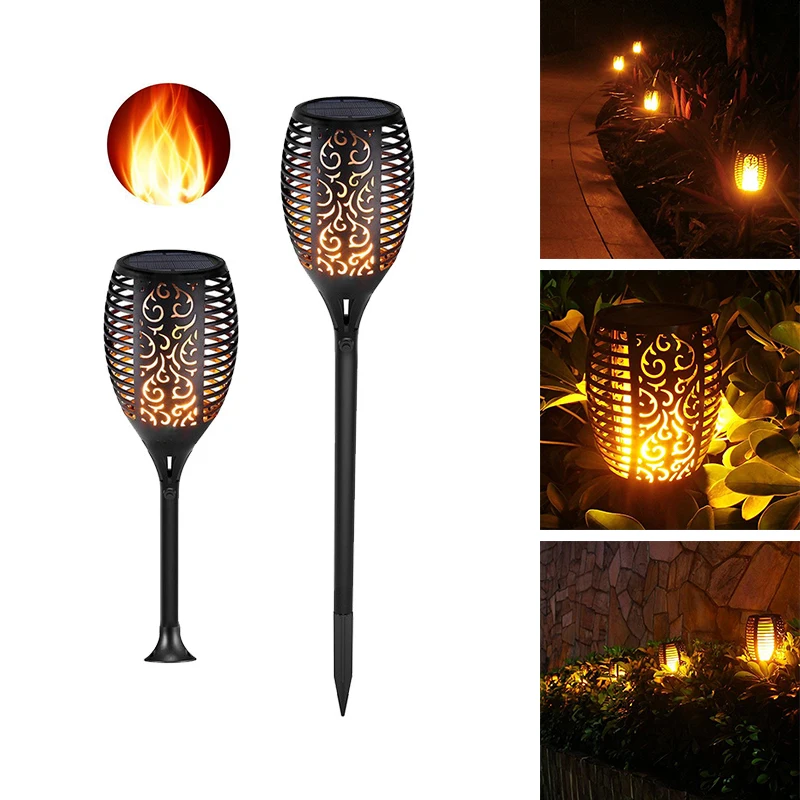 upgraded Solar powered LED Flame Lamp Waterproof Lawn Flame Flickering Light Outdoor Solar LED