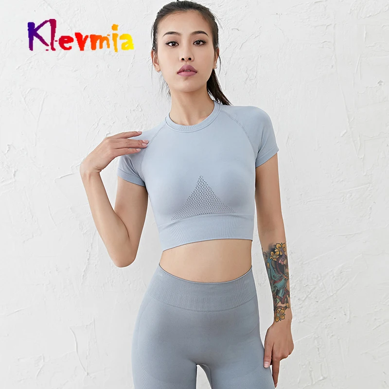 

Women Gym Yoga Top Short Sleeve T-shirt Workout Tops For Women Hollow Sport Shirt Fitness Quick-drying Jersey Running Shirt