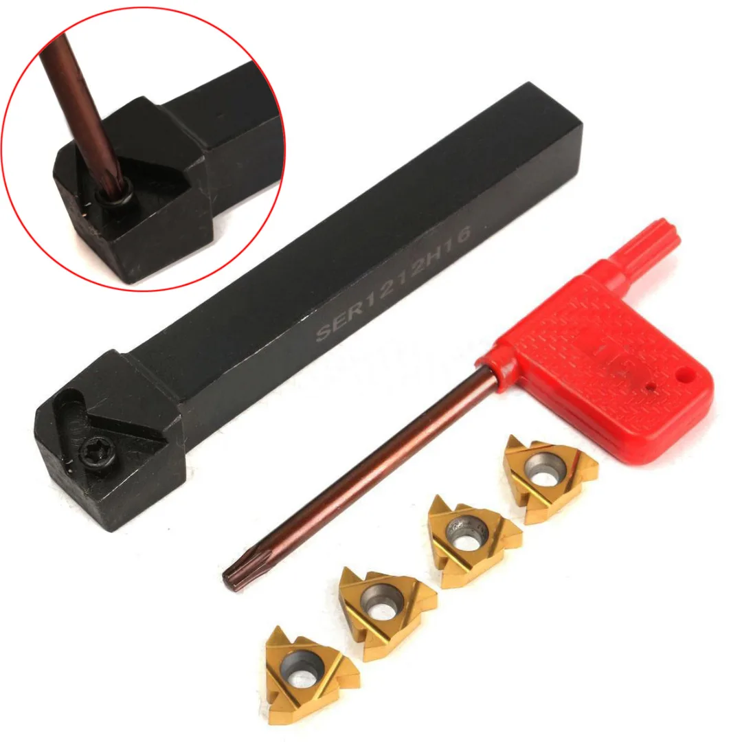 

6pcs/set SER1212H16 Tool Holder Boring Bar + 16ER AG60 Inserts with Wrench For CNC Turning Tool
