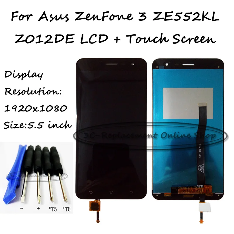Черный/белый/золотой 5 дюймов для Asus ZenFone 3 ZE552KL Z012D Z012DC Z012DA Z012DE ЖК-дисплей сенсорный