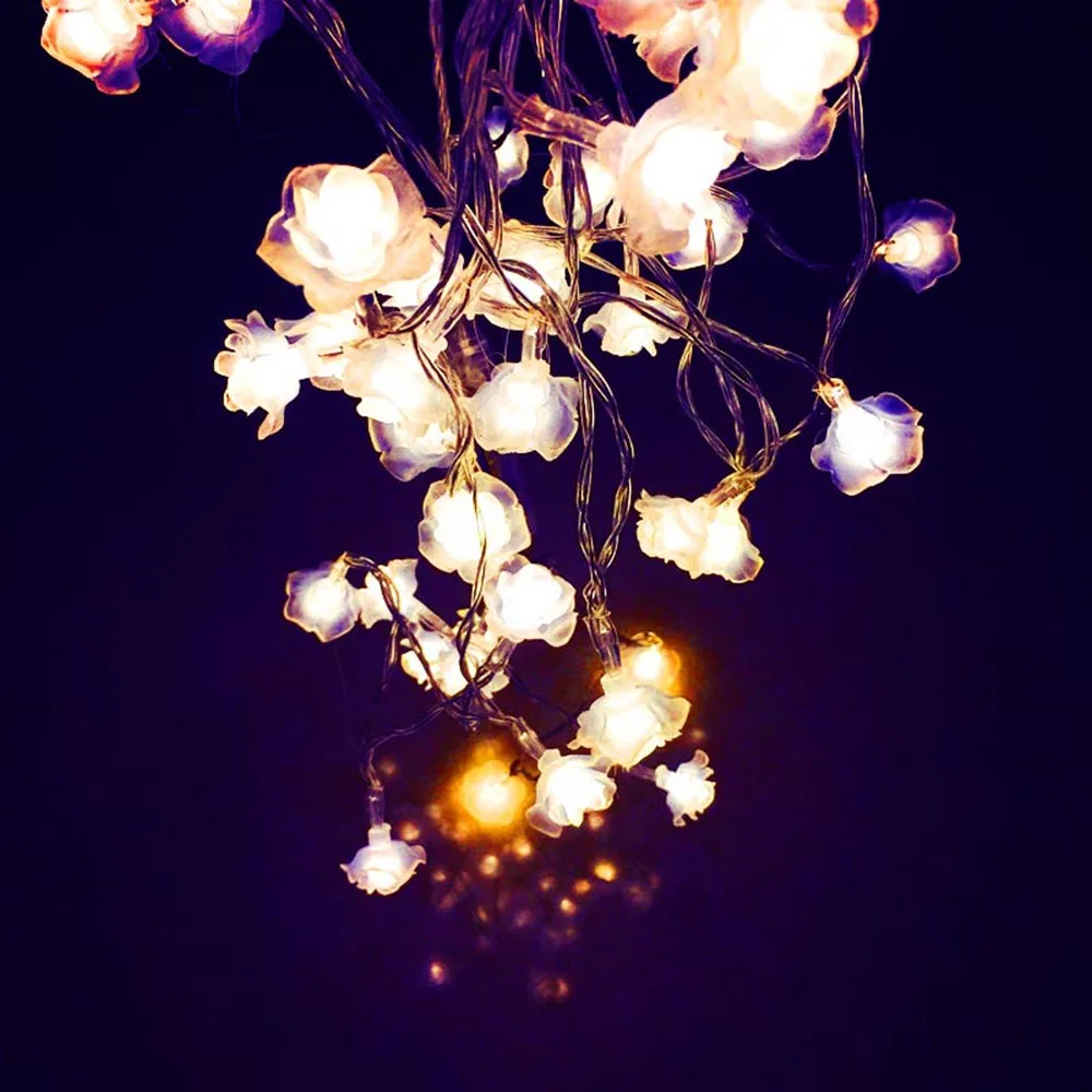 1pcs 20leds Led String Rose Lighting Nightlight Flower Warm White 1pcs 20leds Led String Rose Lighting Nightlight Flower Warm White Pink Color Party Wedding Room Christmas Fairy Holiday Decor W In From Lights