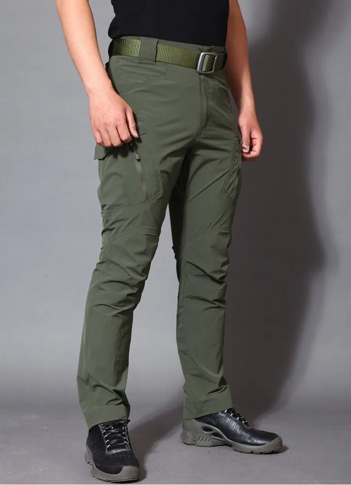 Лето IX9 водонепроницаемые тактические брюки мужские мульти-карманные стрейч военные брюки быстросохнущие рип-стоп карго рабочие брюки