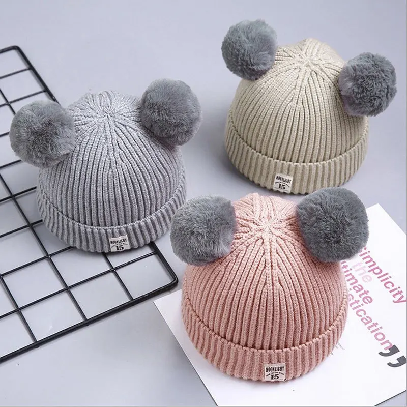 

Autumn and Winter Children's Knit Hats, Wool Ball Caps, Baby Caps, Men and Women, Baby Ball Hats