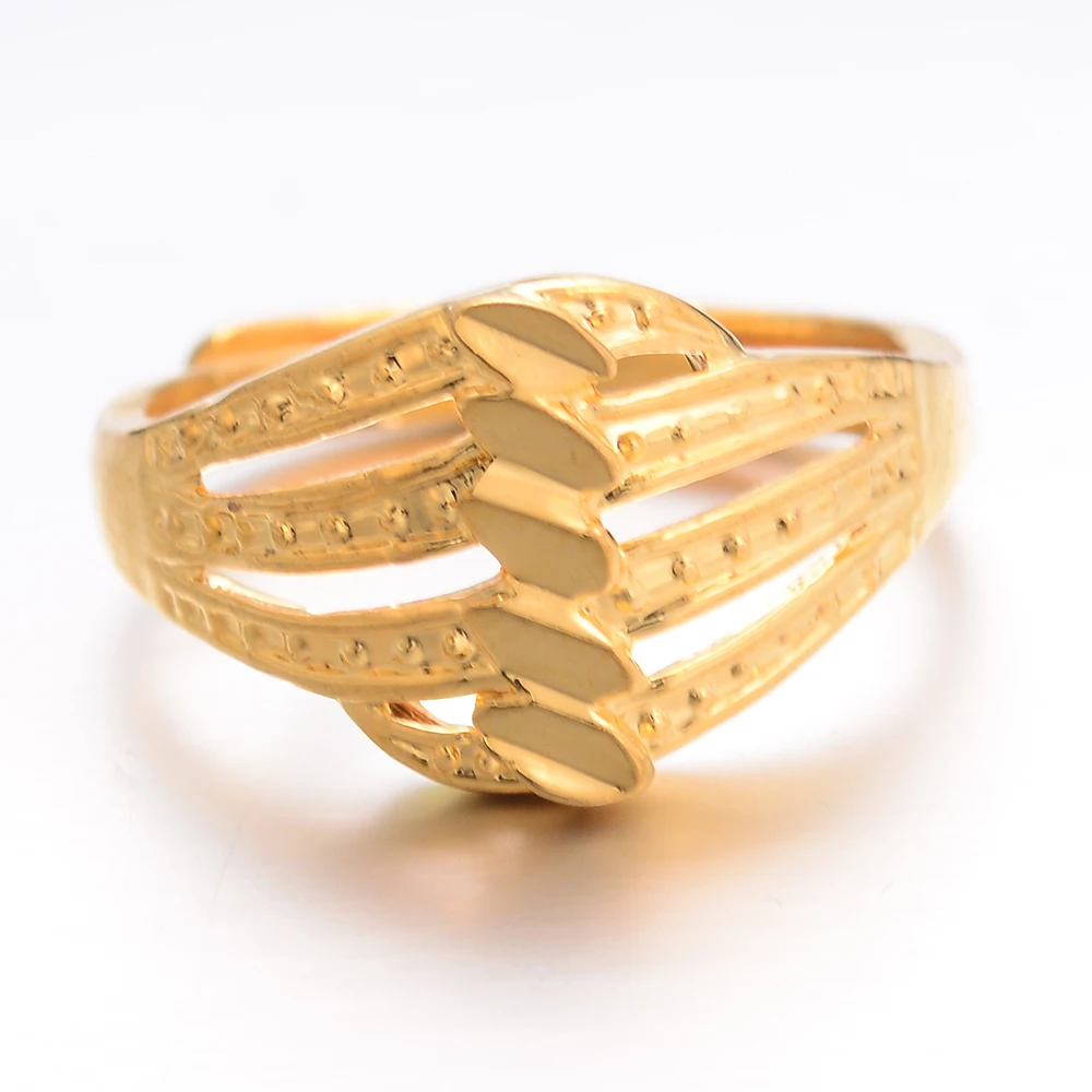 WANDO Unique Personality Flower Gold Color Ring African Wedding Celebrities Evening Party Luxury Metal girlfriend jewelry R63