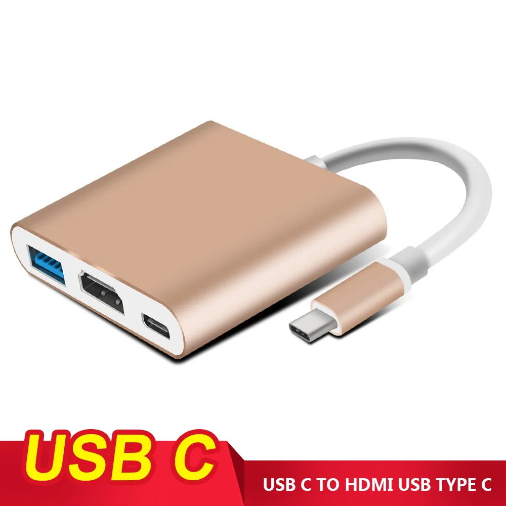 

Type-C to HDMI/ USB 3.0 Charging HUB Adapter USB-C 3.1 Converter Mult-function Aluminium alloy For Projector 4K