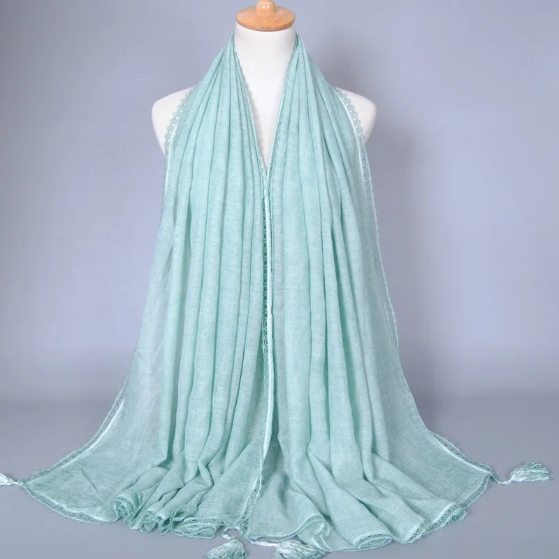 Длинная кисточка, цветной хиджаб, Женский мусульманский головной платок, осенне-зимний шарф, большой размер, шаль, обертывания