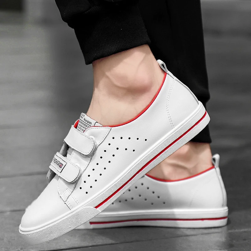 

Mens Loafers Flats Moccasins Men Genuine Leather Shoes Slip-on hook loop Breathable Men Casual Shoes Sapato Masculino size 38-47