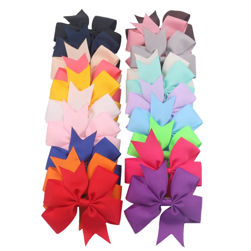 

(20pcs/lot) High Quality 3 inch Grosgrain Ribbon Boutique Bow With Clip Hairpins For Kids Girl Hair Accessories Fashion Headwear
