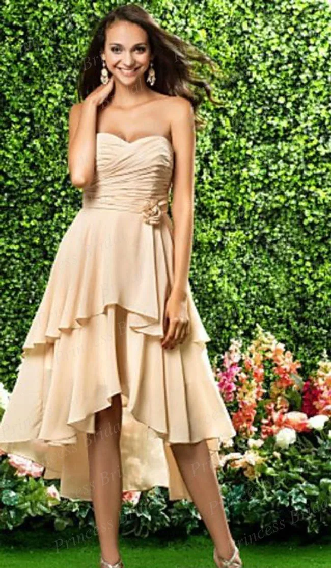 Free Shipping Asymmetrical Short Front Long Back Sweetheart Mid Calf font b Bridesmaids b font font