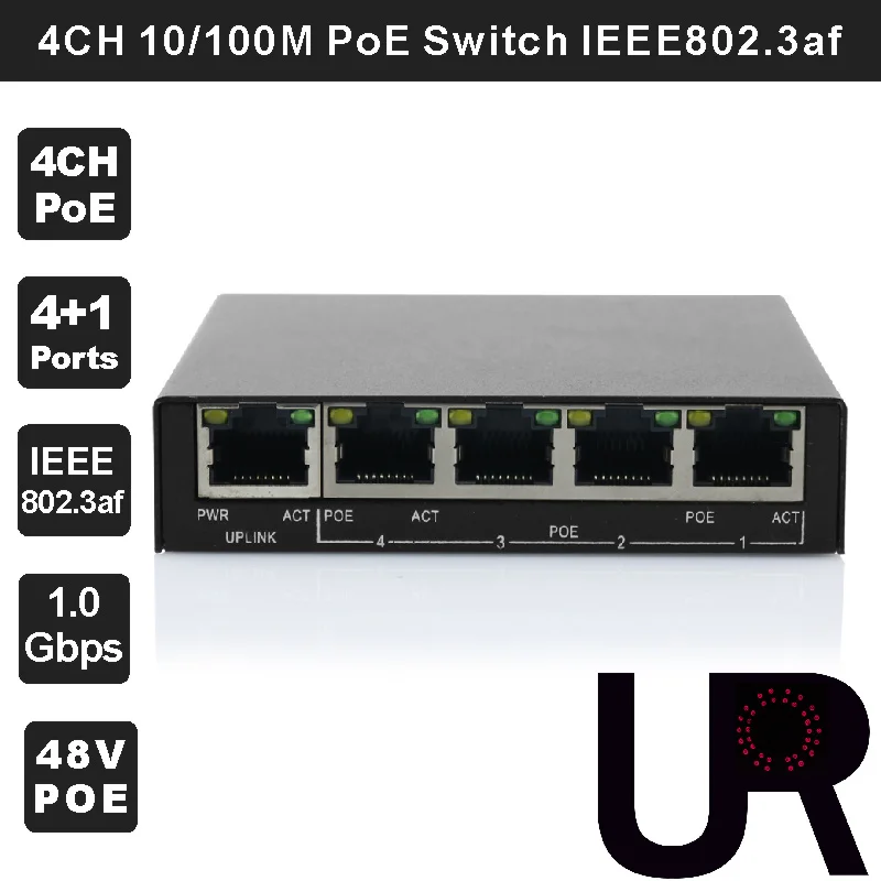 bilder für Unmanaged 4-Port 10/100 Mbps 802.3af PoE + 1-Port 10/100 Mbps Palm Größe Design Desktop Switch für 802.3af PoE IP Kameras bilder für Unmanaged 4-Port 10/100 Mbps 802.3af PoE + 1-Port 10/100 Mbps Palm Größe Design Desktop Switch für 802.3af PoE IP Kameras