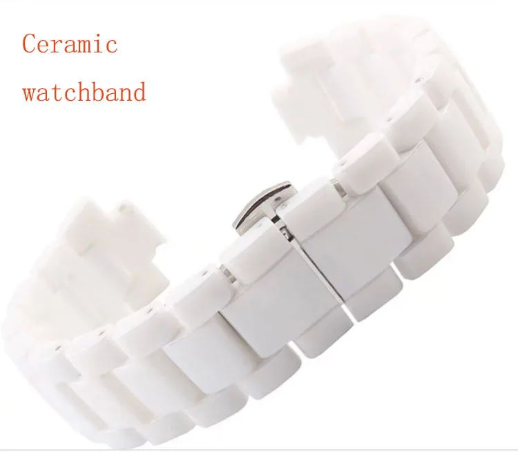 

Watchband Ceramic white Watch bracelet bands 22mm men Strap Convex interface Solid Links Butterfly Buckle fit AR1421 Wrist watch