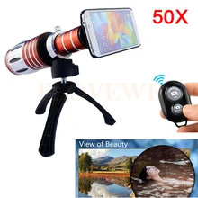 50X металлический телеобъектив зум объектив телескоп линзы камеры комплект для samsung iPhone 6 s 5 s 7 Plus 4 s Bluetooth дистанционное управление