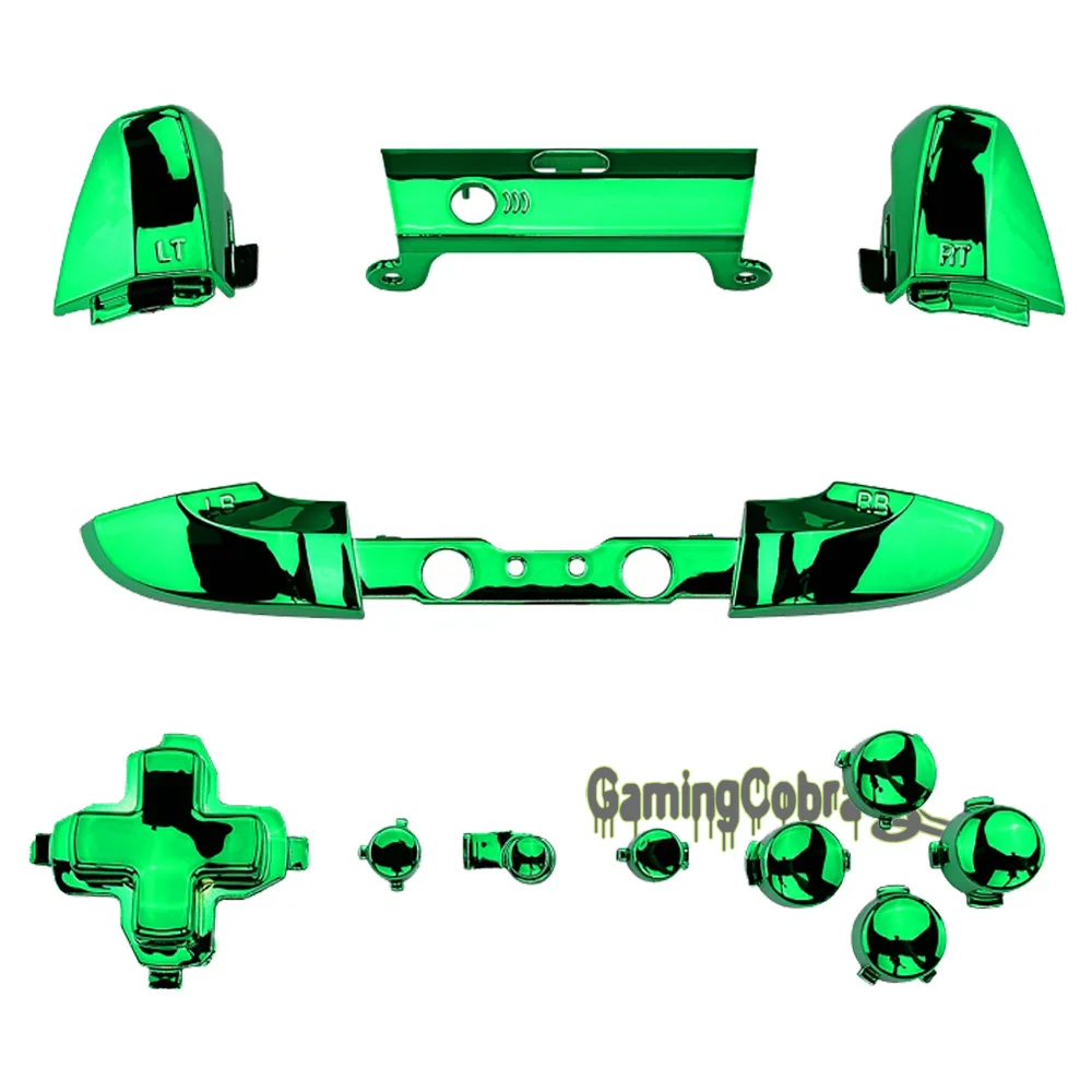 Chrome Green Direction ABXY Full Set Buttons Replacement Parts for Xbox