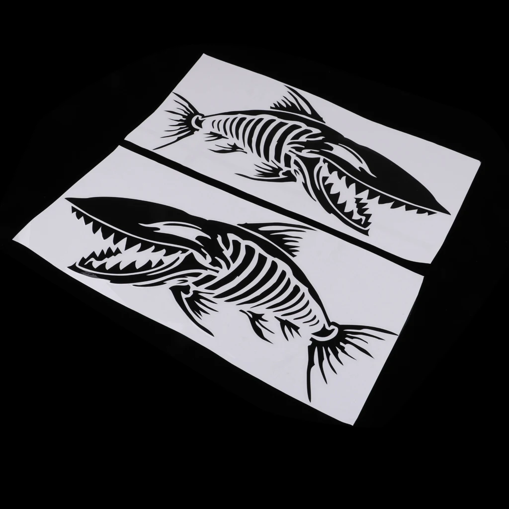 2 Pieces Durable Large Skeleton Fish  Stickers Decals For Kayak Canoe Fishing Boat Dinghy Car Truck Window Graphics Accessories 
