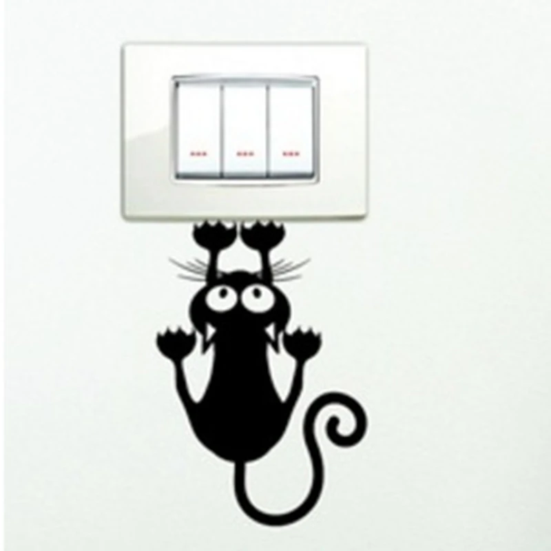 

Cat Switch Wall Sticker Creative Cat Hanging On Light Switch Sticker Wall Decal Home Art Cartoon Cat Sticker