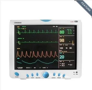 EMS Free Shipping CMS9000 6-Parameter TEMP, PR, RESP, EG, SPO2, NIBP Digital Medical ICU Patient Monitor With Built-in Printer