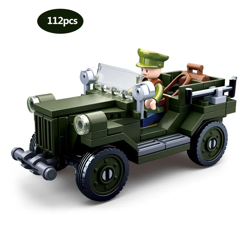 

Military series WW2 German Amphibious jeep Russian GAZ-67 Jeep SWAT Police Team Building Blocks Toys for Children gifts