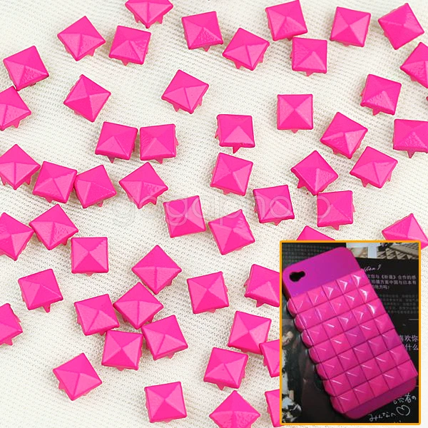

100pcs 9mm Pyramid Spots Studs Rivet Spike DIY Leathercraft Rose Color Punk Rock