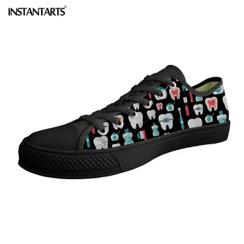 

INSTANTARTS Dentistry Nursing Printing Canvas Vulcanized Shoes Men Casual Lace Up Walking Sneakers Brand Breathable Flats Shoes
