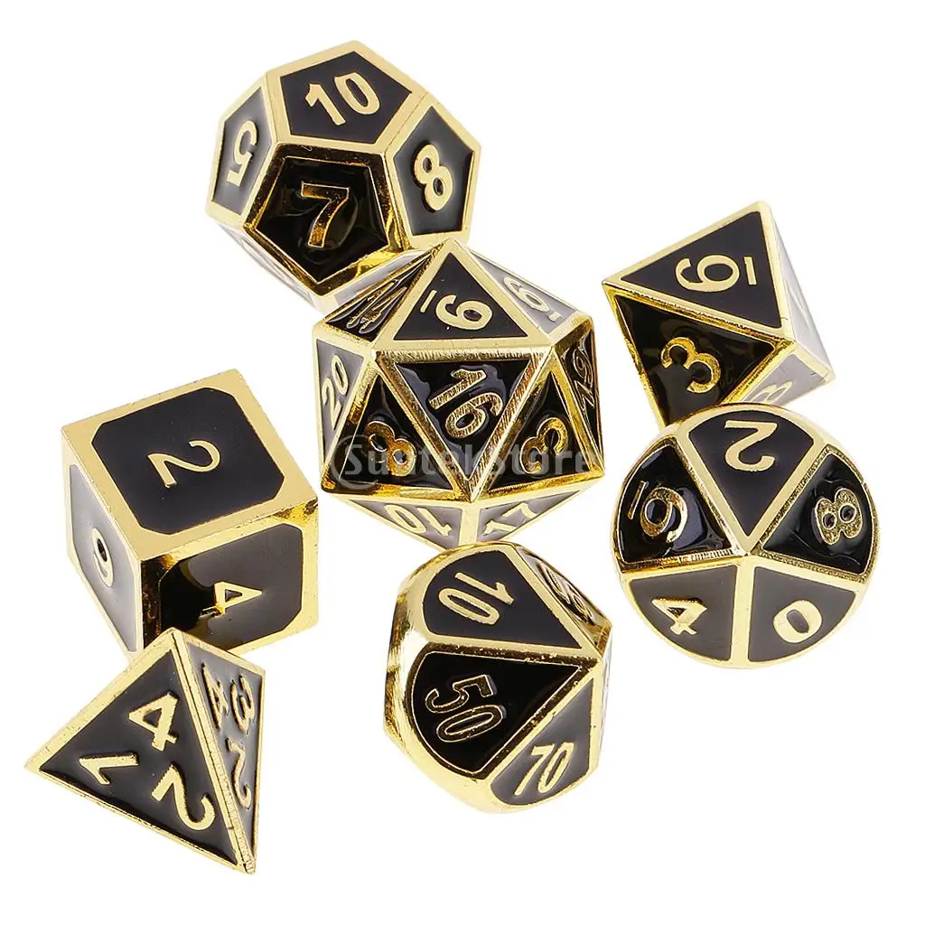 7PCS Metal Polyhedral Dice D4-D20 for Dungeons and Dragons Game &Dice Cup #1