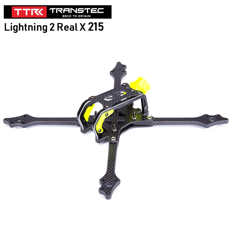 

TransTEC Lightning 2 Real X 215mm 5 inch Drone Frame Kit Carbon Fiber Durable Frame Support 4S-6S LiPo for GoPro Session HERO 4