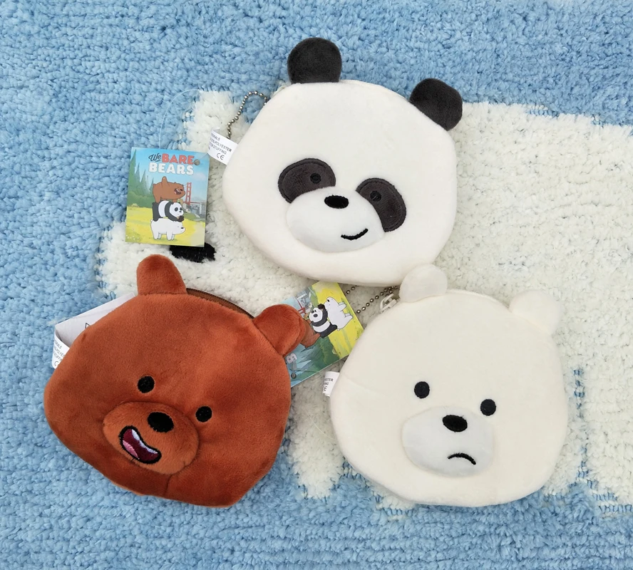 

ice bear panda anime plush bags bears fuzzy wallet card bag handbag coin money holder unisex new