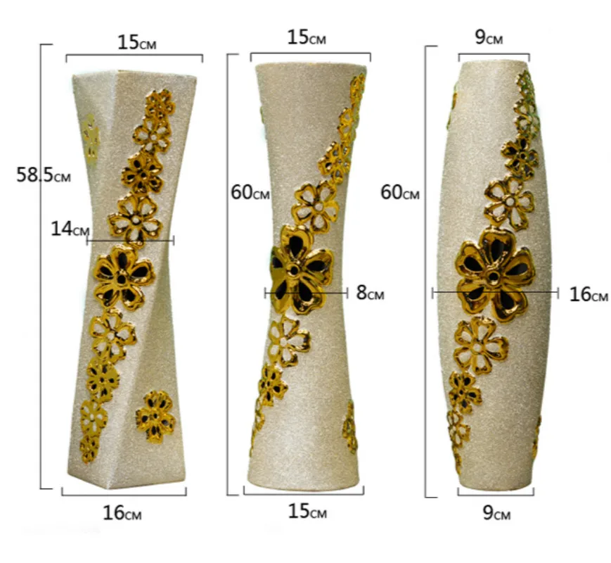 Большая ваза в европейском стиле, украшения для дома, керамические украшения, цветочный материал/высота 60 см