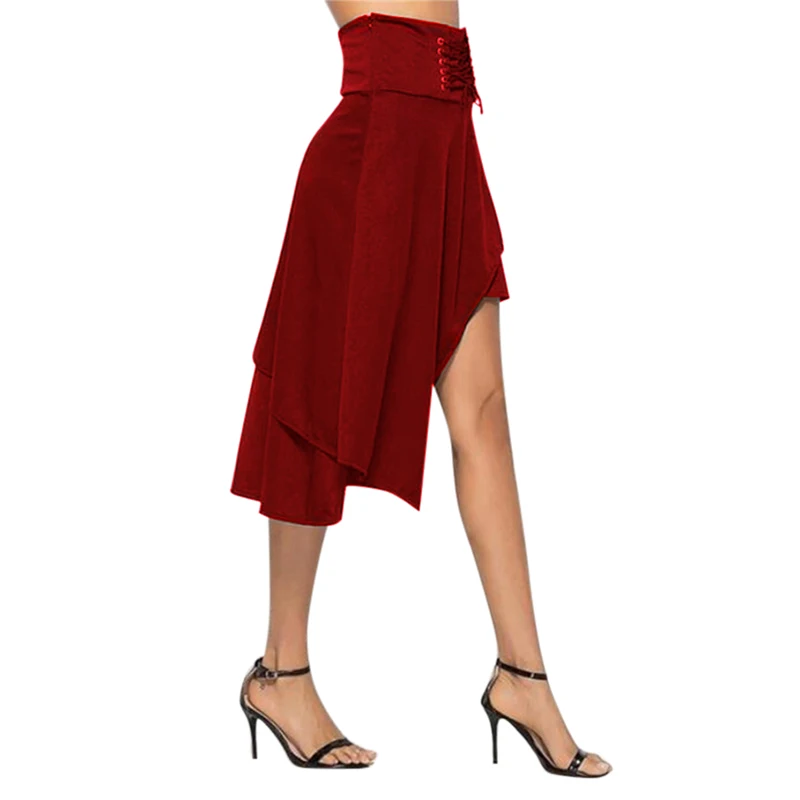 Wipalo Женская винтажная юбка в готическом стиле, стимпанк рок, вечерние юбки в стиле Лолиты, панк, хип-хоп рок-юбка, однотонная ассиметричное миди юбка