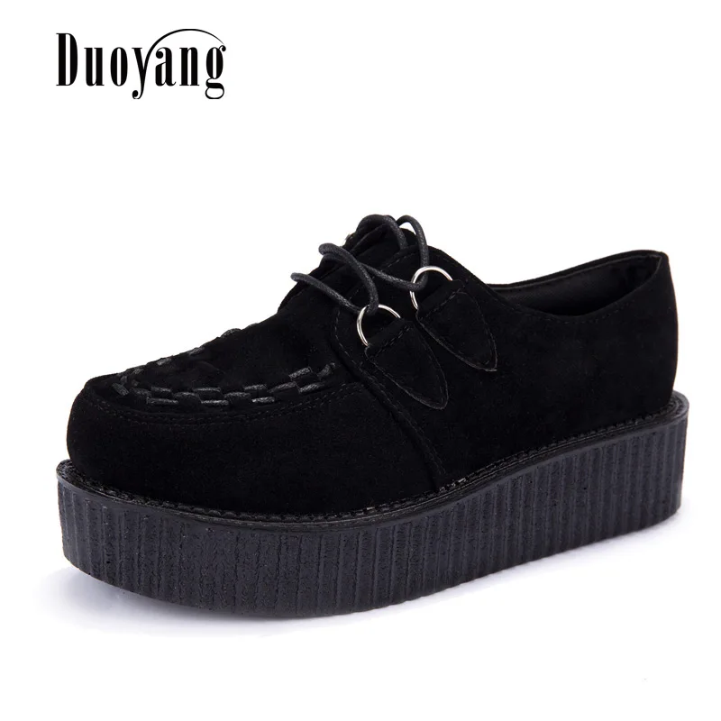Creepers Shoes 35 41 Women Shoes Plus Size Ladies Platform Shoes 2017 Women Flats Shoes