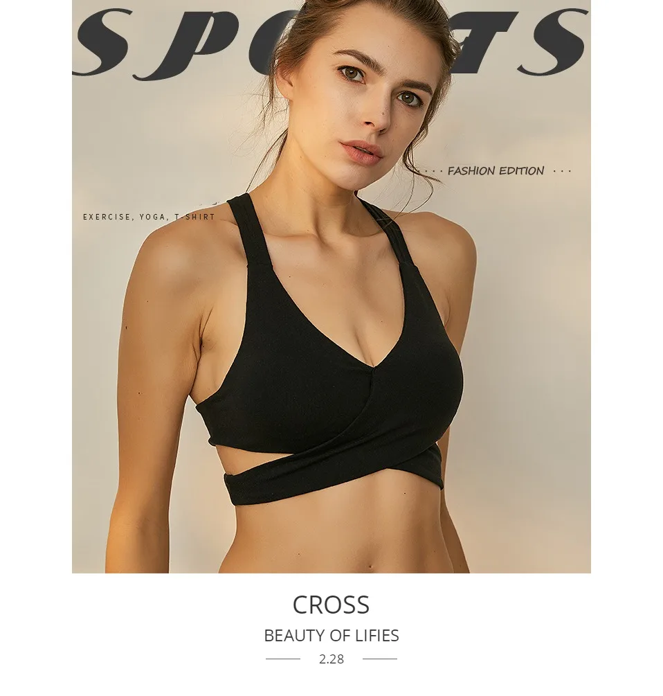 Бесшовные спортивный бюстгальтер Топ для фитнеса Для женщин Racerback Running Crop Топы крест красочные тренировки бюстгальтер для занятий йогой с