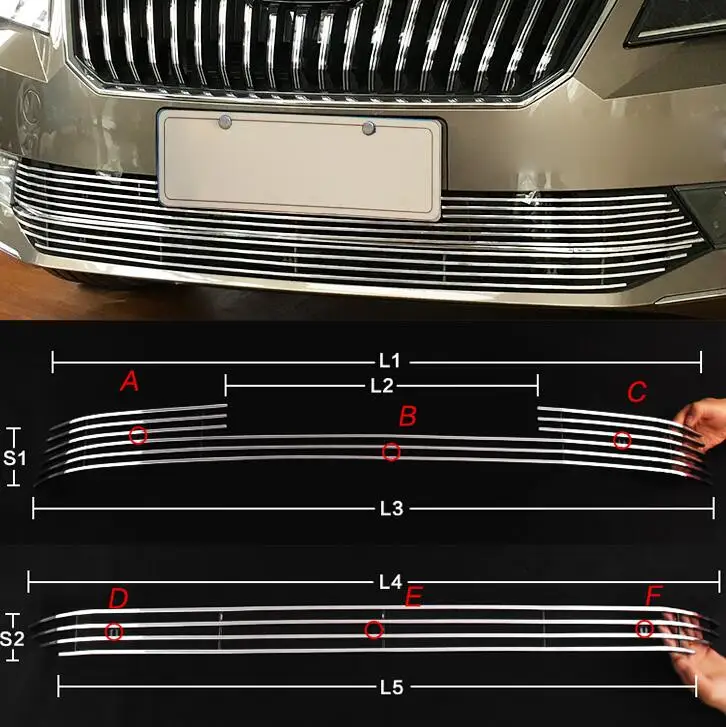 

High quality free shipping Stainless Steel Car Racing Grills For Skoda Superb 2013-2016 Front Grill Grille Cover Trim