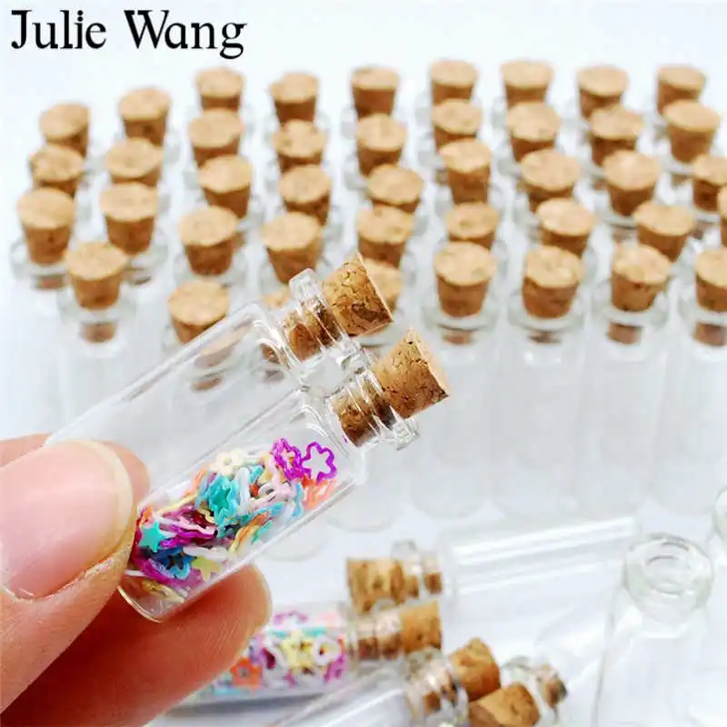 Миниатюрные прозрачные стеклянные бутылки Julie Wang 10 шт. 1 мл амулеты с крючком
