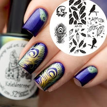 Birds Dragon Feather Nail Art Stamp Template Image Plate Pandox AP75 Nail Stamping