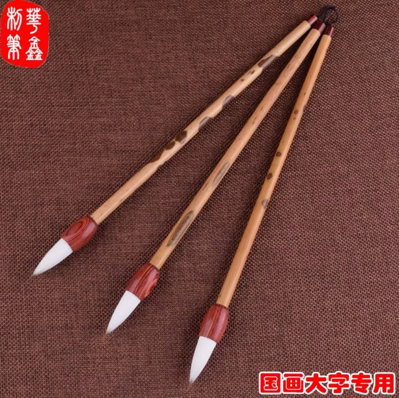 Китайские профессиональные акварельные кисти с блочными буквами, Волчья щетка для волос, натуральный бамбук, ручка, каллиграф