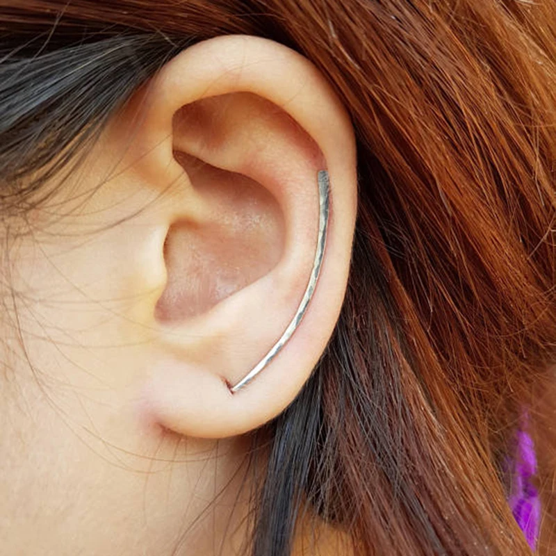 Cena Młotkowane kolczyki do uszu Climber Custom Handmade Crawler Bar Pins Sweep długie Oorbellen minimalistyczny prezent Brincos kolczyki dla kobiet