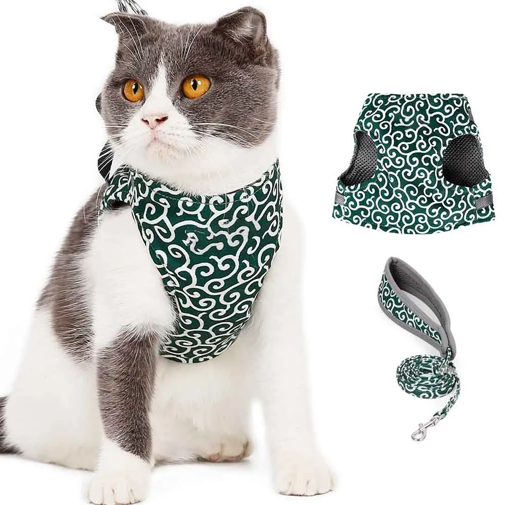 Кошка прогулочная куртка шлейка и поводок питомцы, щенок, котенок одежда Регулируемый жилет для кошек маленькие собачки Чихуахуа йоркки