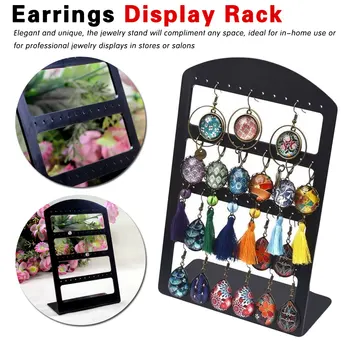

Useful Necklace Rack 48 Holes Jewelry Organizer Stand Black Plastic Earring Holder Fashion Earrings Display Rack