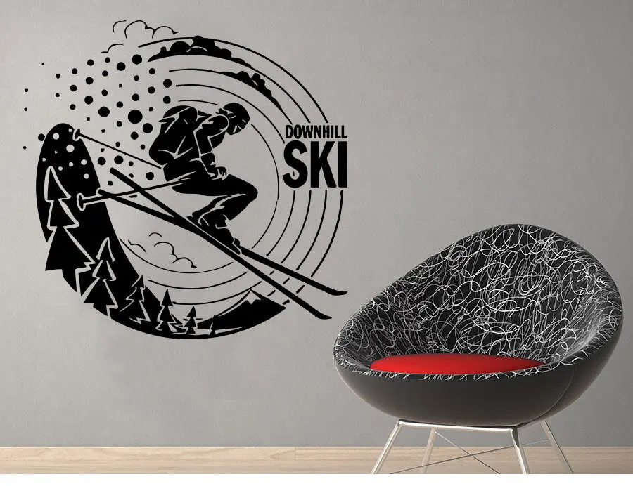 Hot Sale Sport Skier Ski Pattern Wall Sticker Decal Home Livingroom Series Fashion Decortion Vinyl Mural Poster 3YD34 | Дом и сад