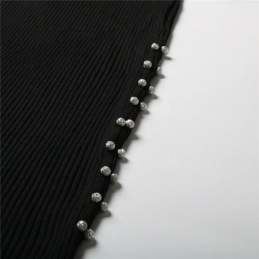Gladiolus 2018 Black Autumn Winter Knitted Dress Women Long Sleeve Rivet Pencil Office Women  Sweater Dress Bodycon Sexy Dresses (11)