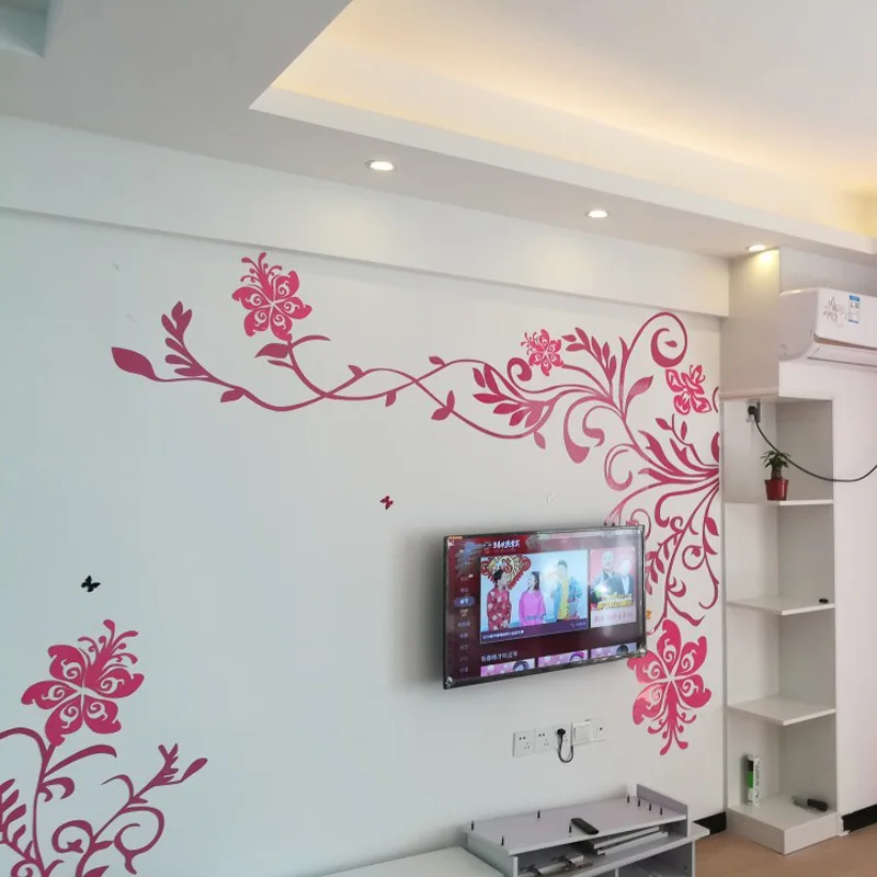 Красивый цветок лоза дизайн акриловые наклейки DIY наклейки для гостиной ТВ фон украшения на стену