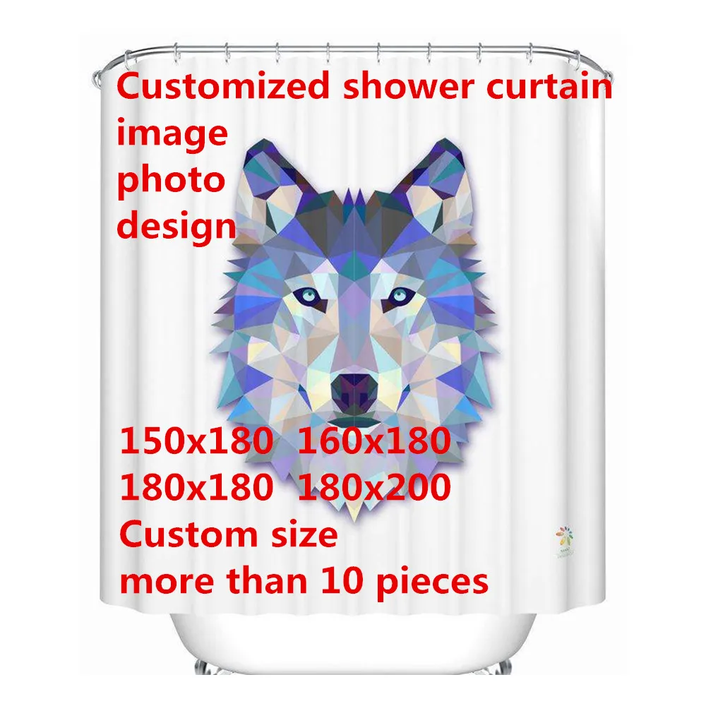 Free Shipping Custom Logo Photo Shower Curtain image Waterproof Polyester 4 Sizes For The Bathroom With 12 Hooks | Дом и сад
