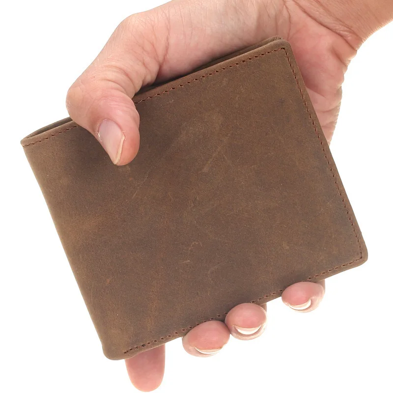 

Vintage Genuine Leather Male Slim Wallet First Layer Cowhide Men Short Purse Card Holder PR569064
