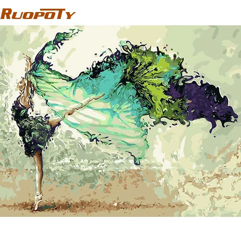 RUOPOTY Frame DIY Painting By Numbers Abstract Dancer Figure Painting Acrylic HandPainted For Home Decor 40x50 Wall Art Picture живопись diy digital painting diy 30 40
