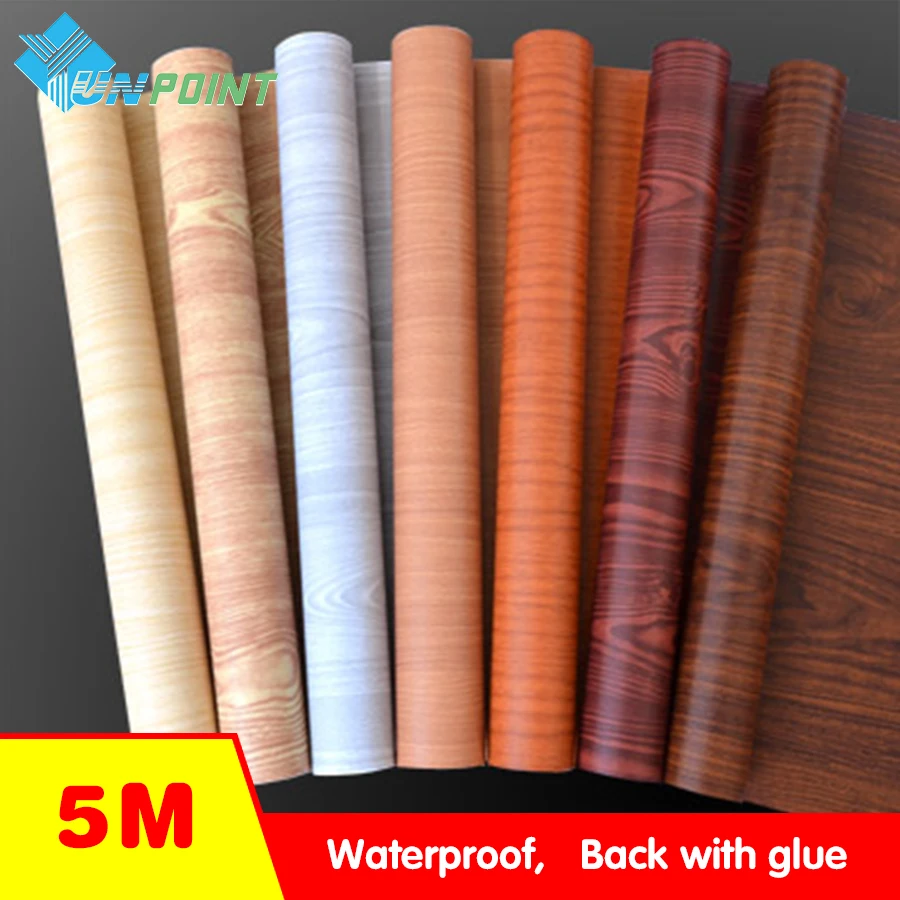 

PVC Waterproof Wall Stickers Wood Grain Wallpaper Furniture Renovation Self Adhesive Kitchen Cupboard Wardrobe Door Film