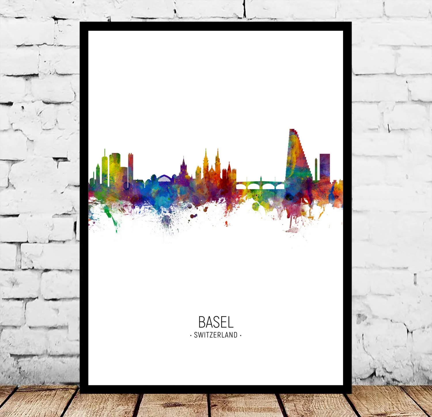 

Switzerland Basel Bern Geneva Lugano Thun Zurich City Watercolor Poster
