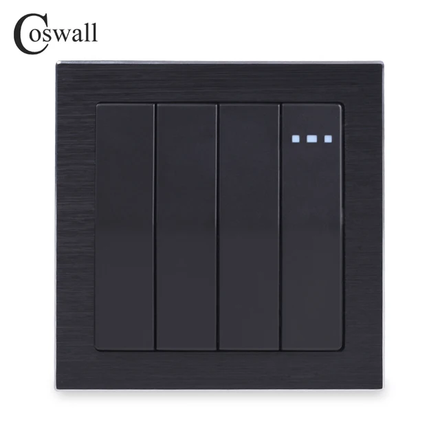 Coswall Luxurious 4 Gang Reset Switch Momentary Contact Switch Pulse