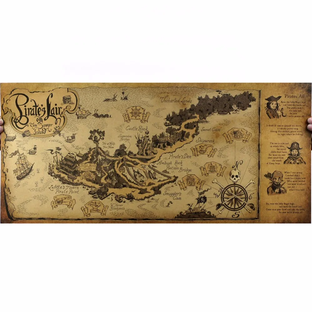 1 шт. Классическая крафт-бумага Пиратская Карта для школы и офиса