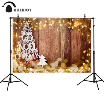 

Allenjoy photocall boda backdrops Brown wooden wall bokeh white Christmas tree decoration star winter photography photophone