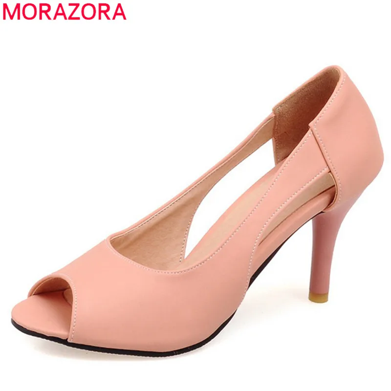 

MORAZORA 2019 new arrival women sandals peep toe stiletto high heels shoes solid colors summer dress shoes ladies office shoes